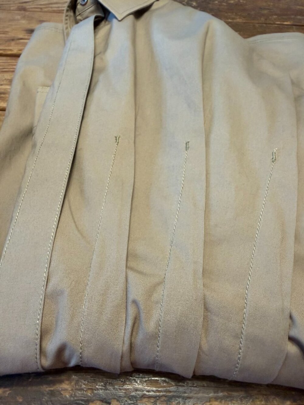 Pilcro Pintuck Mini Shirt Dress, Khaki, size M - Picture 11 of 11